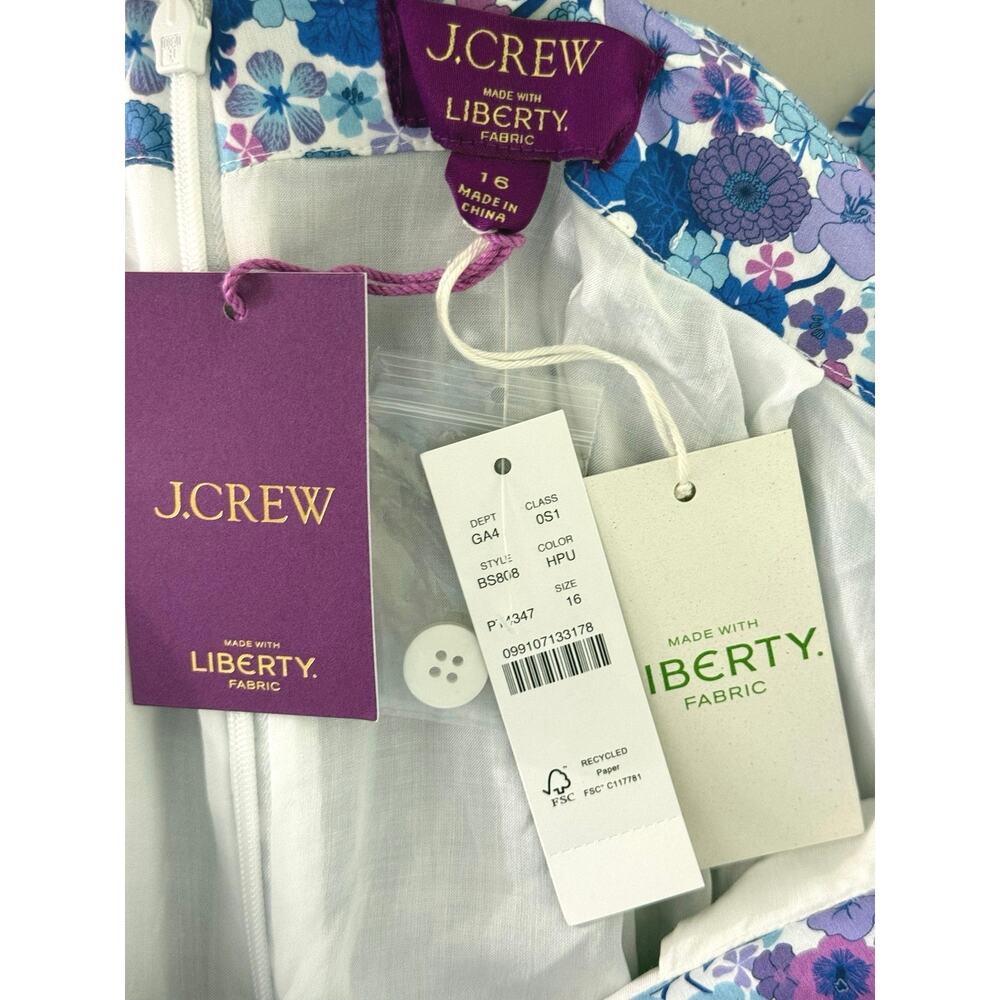 NWT J.Crew Liberty Arrow Floral Apron Dress 16 Hampton Purple Square Neck Midi - Picture 9 of 11